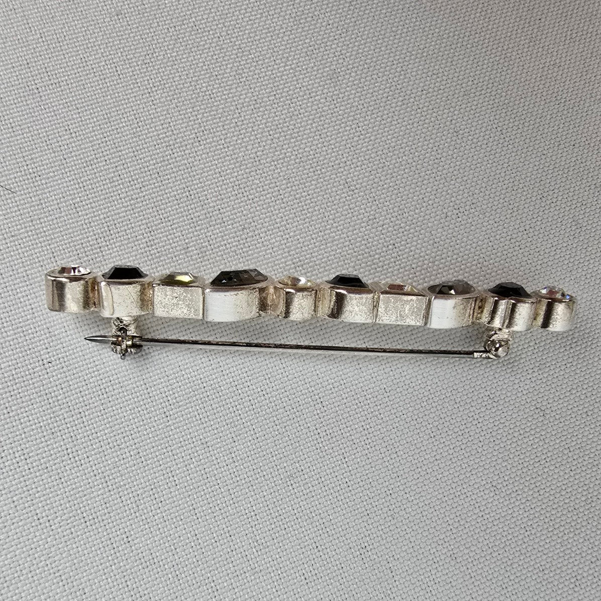 Dyrberg Kern Silver Faceted Stone Bar Brooch