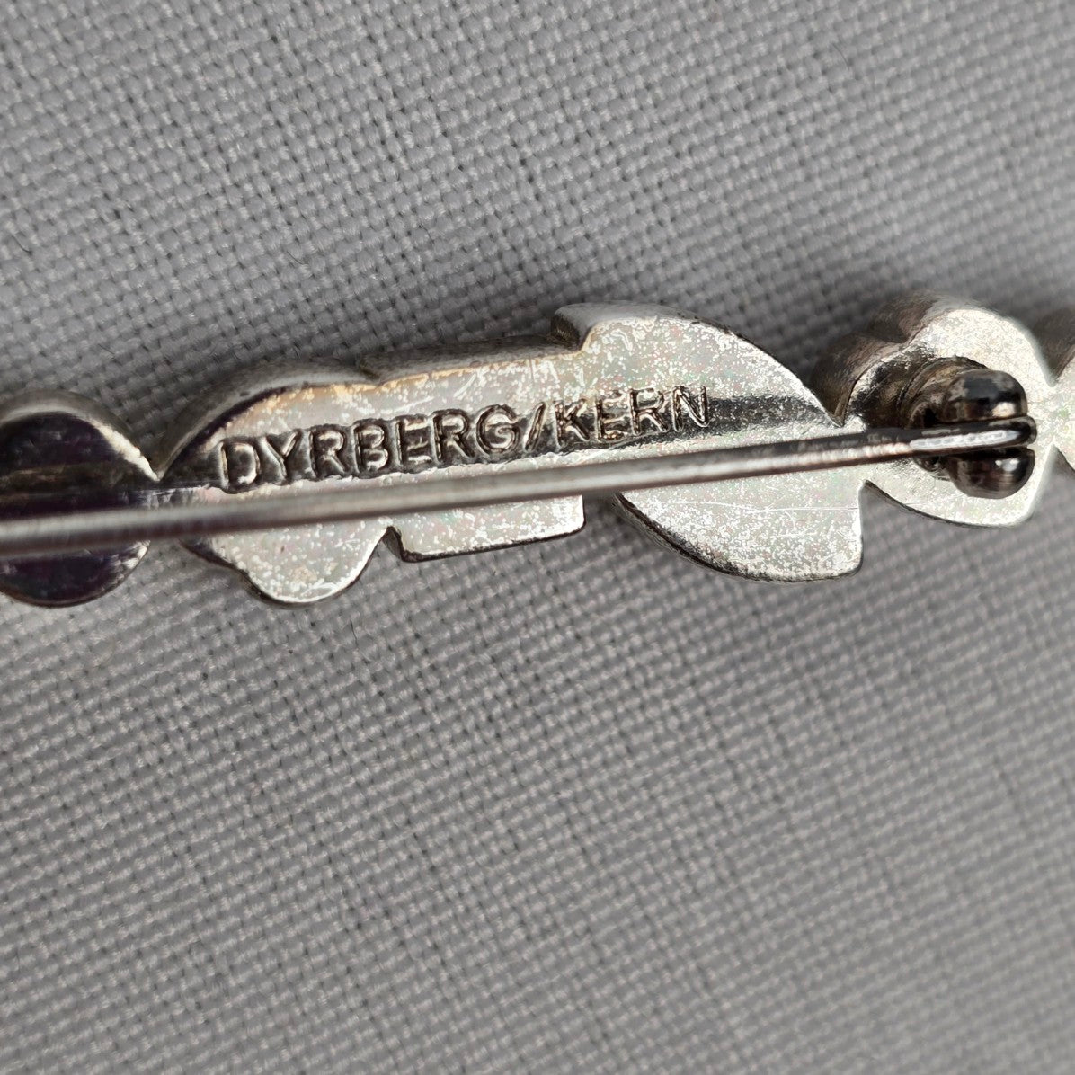 Dyrberg Kern Silver Faceted Stone Bar Brooch