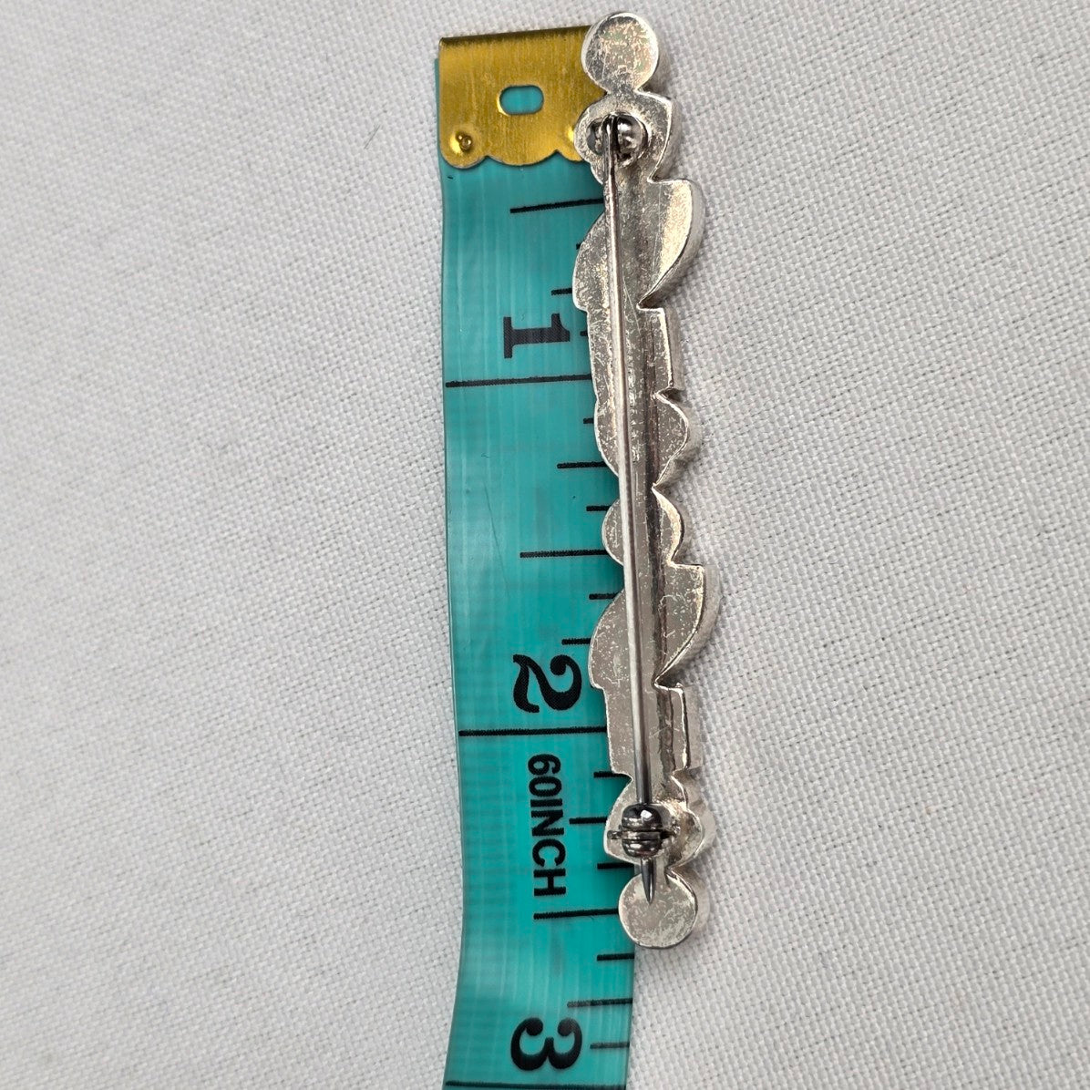 Dyrberg Kern Silver Faceted Stone Bar Brooch