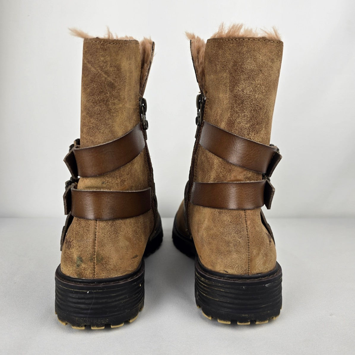 Blowfish Brown Fur Lined Ankle Boots Size 9.5