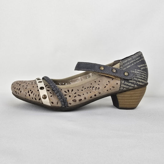 Rieker Grey & Taupe Mary Jane Shoes Size 7