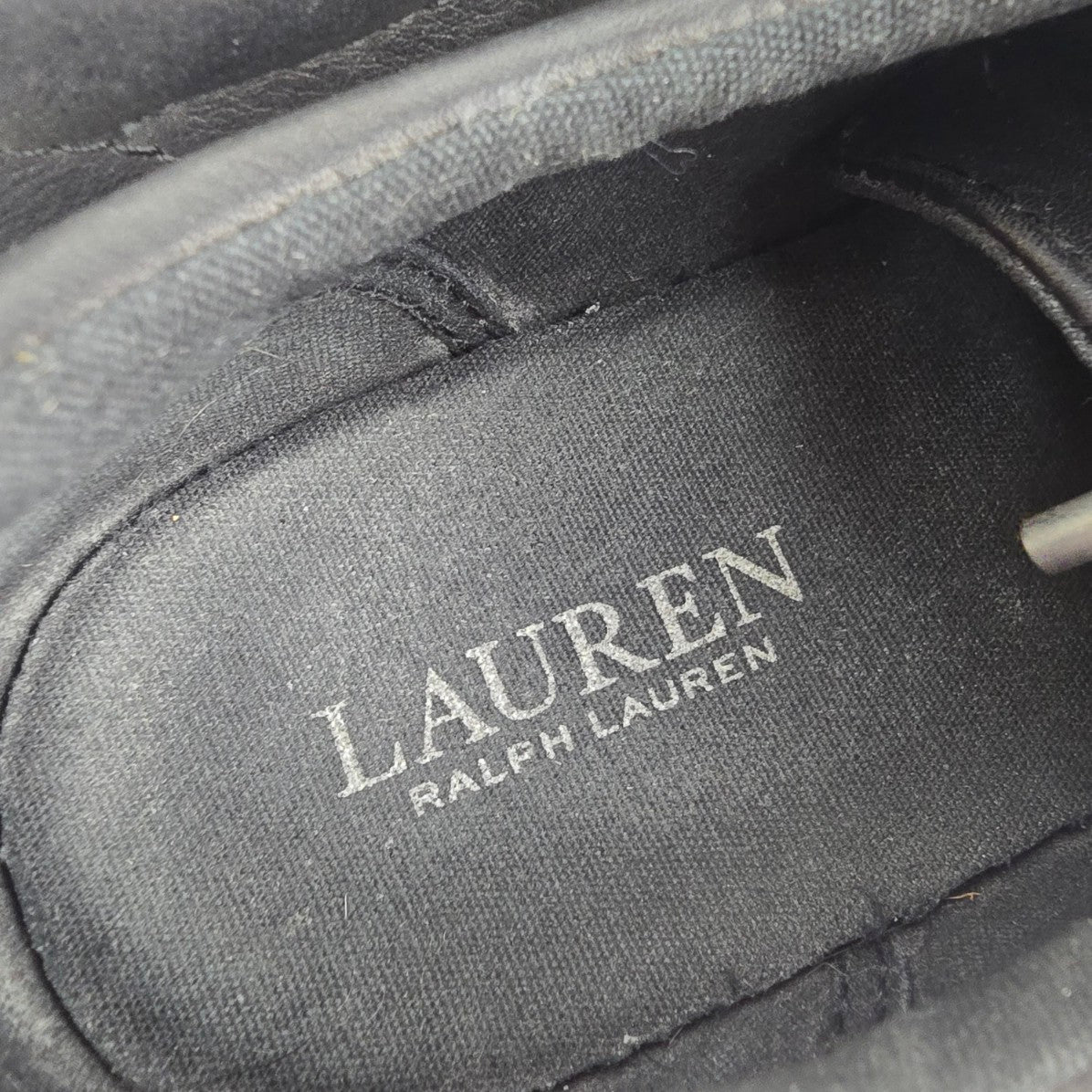 Ralph Lauren Black Leather Lace Up Sneakers Size 7