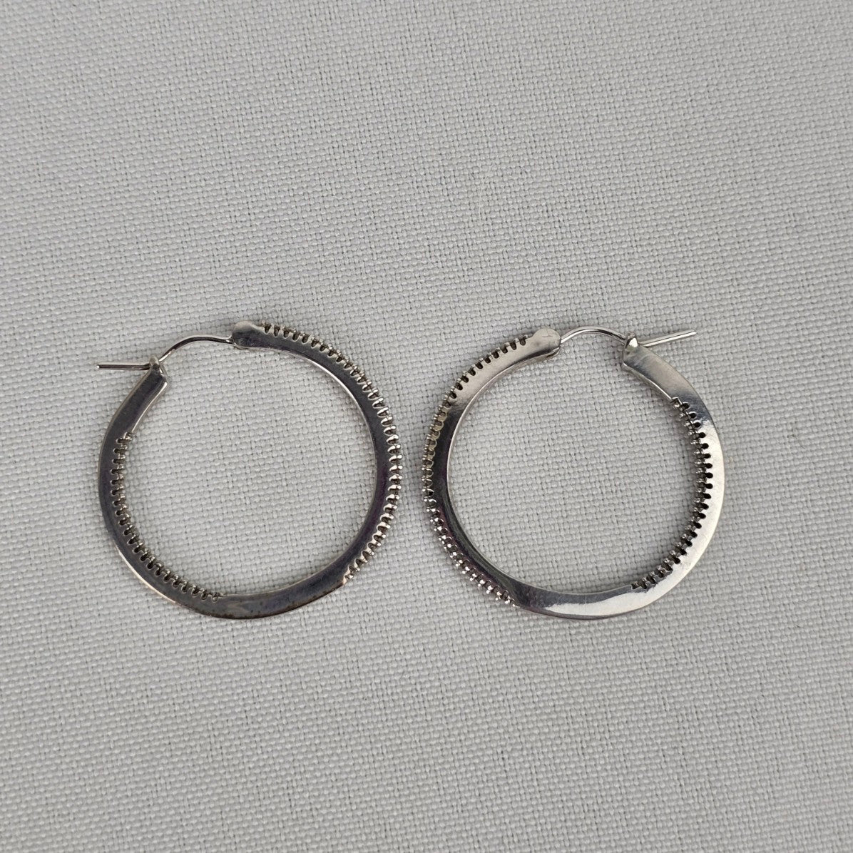 925 Sterling Silver Zipper Hoop Earrings