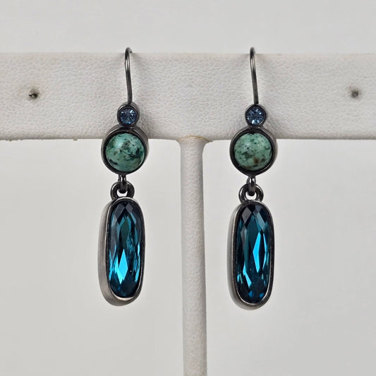 Dyrberg Kern Faux Turquoise Crystal Drop Earrings