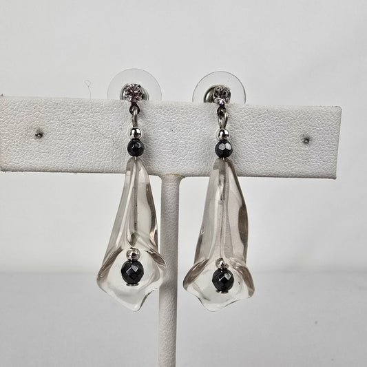 Silver Glass Drop Tulip Earrings