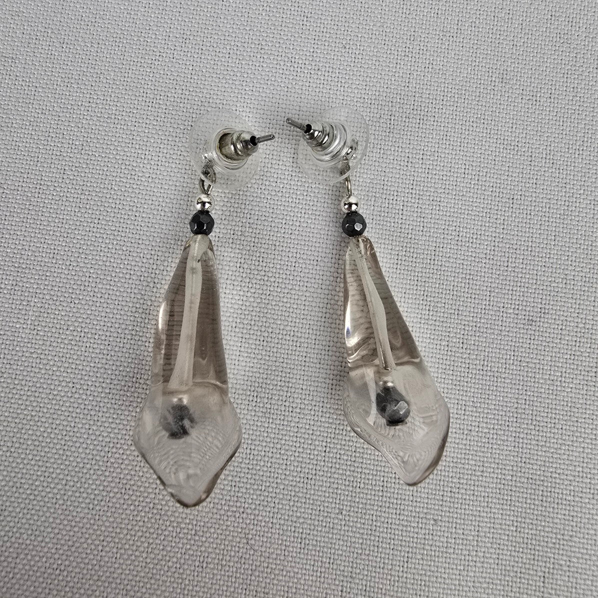 Silver Glass Drop Tulip Earrings