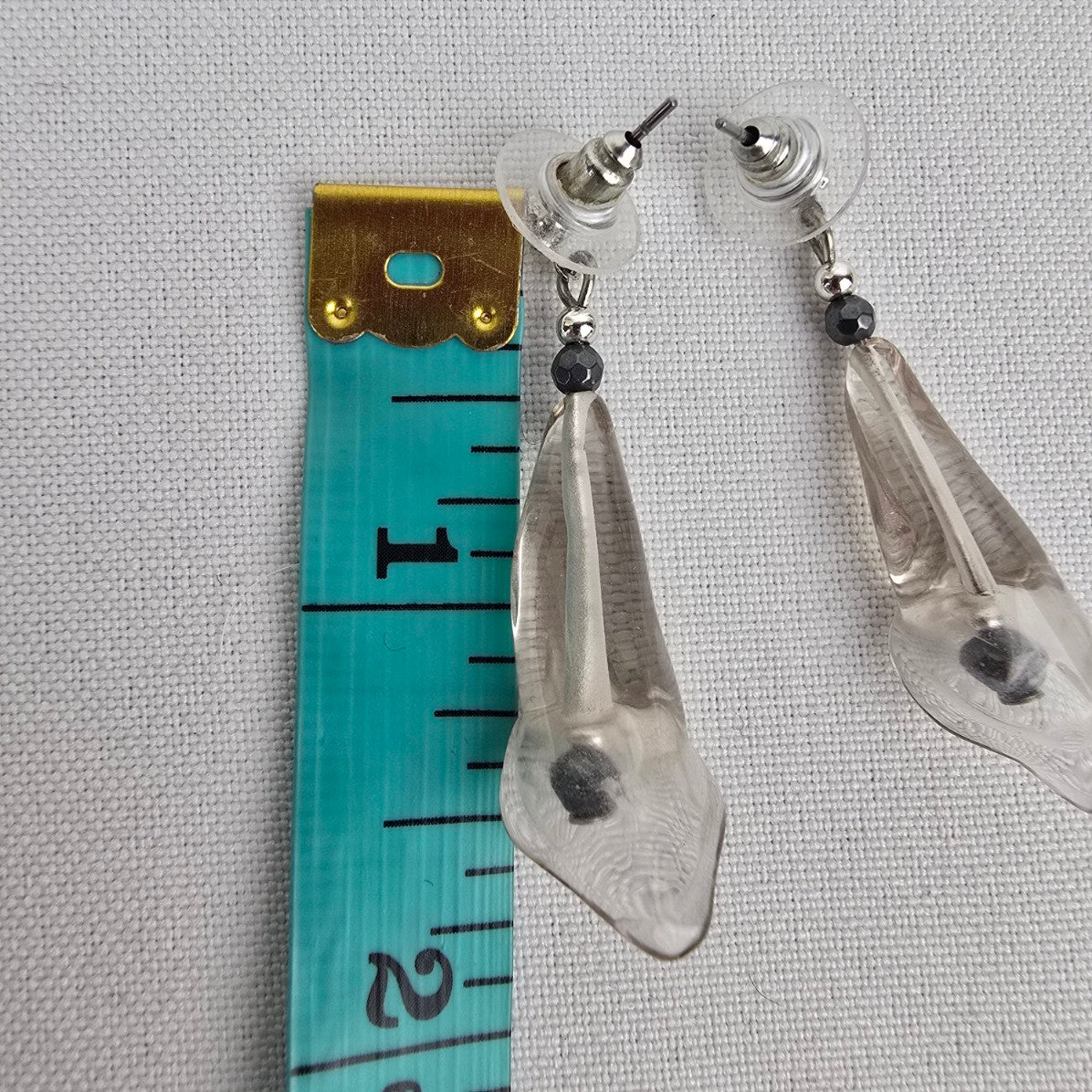 Silver Glass Drop Tulip Earrings
