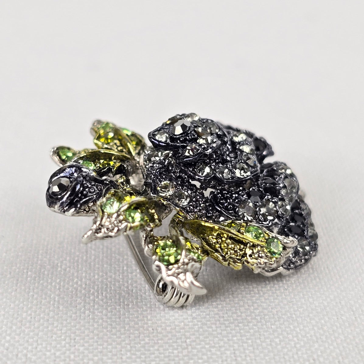 Black Rose Rhinestone Brooch