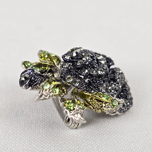 Black Rose Rhinestone Brooch