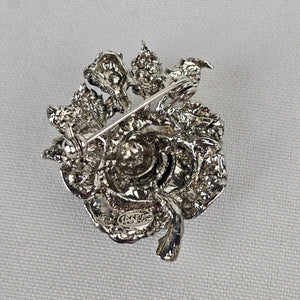 Black Rose Rhinestone Brooch