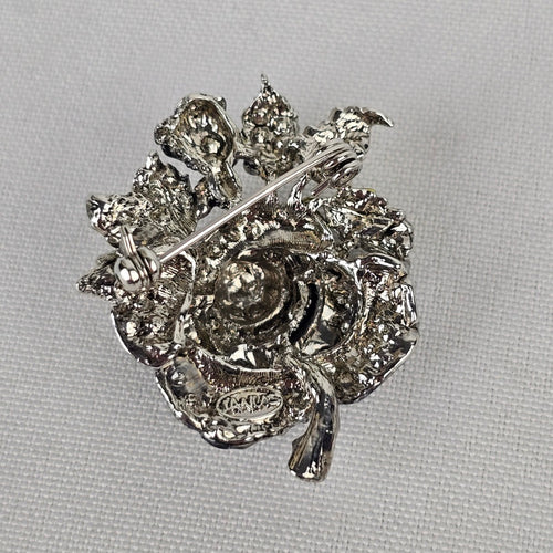 Black Rose Rhinestone Brooch