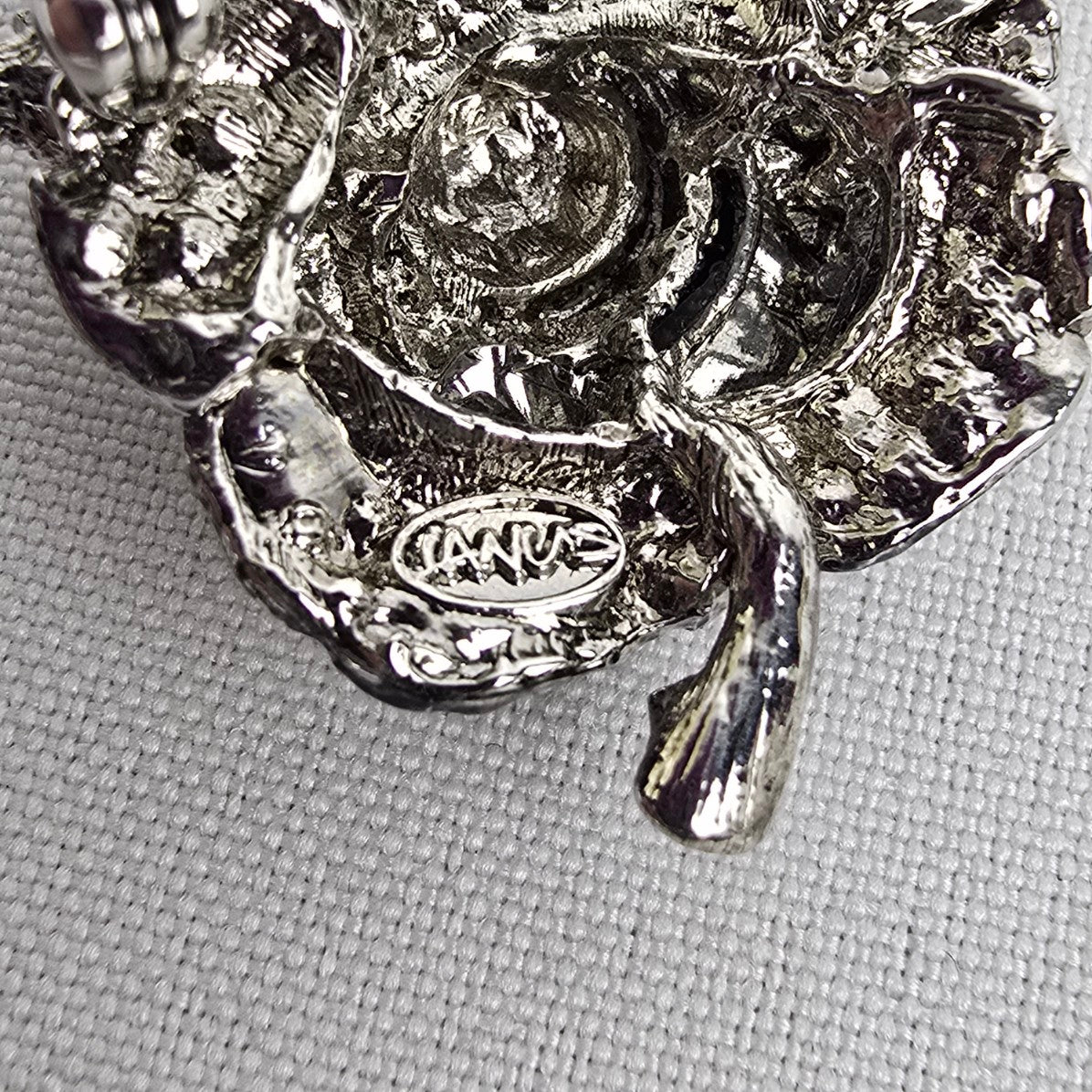 Black Rose Rhinestone Brooch