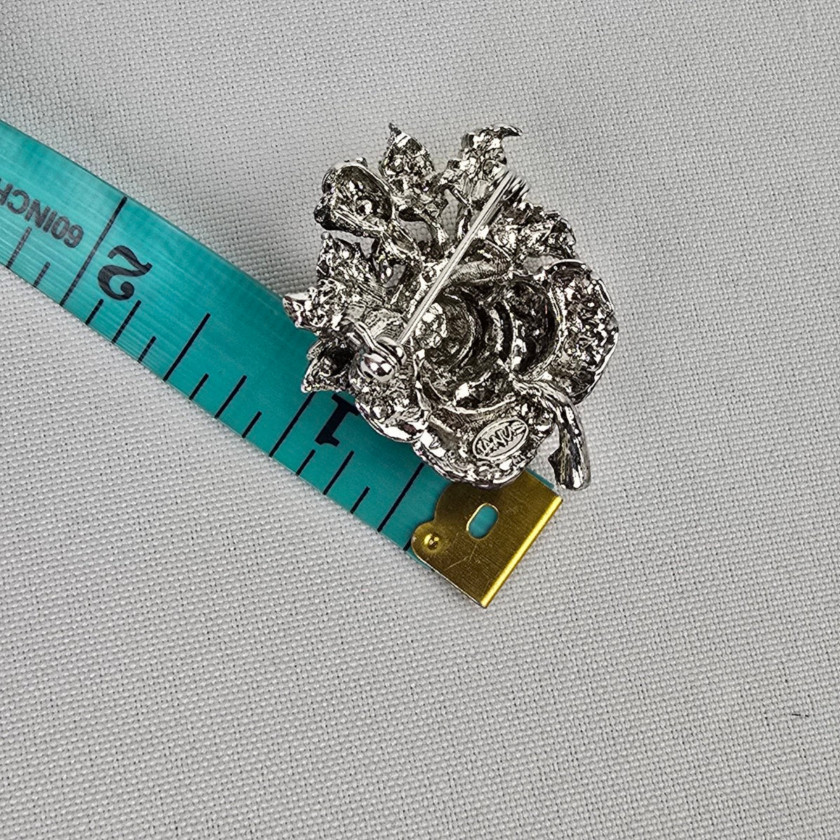 Black Rose Rhinestone Brooch
