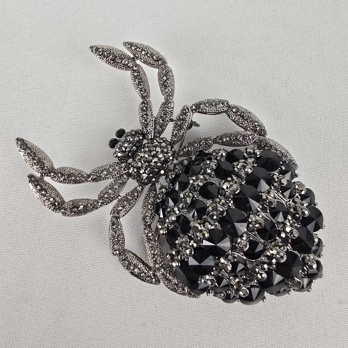 Black Rhinestone Oversize Spider Brooch