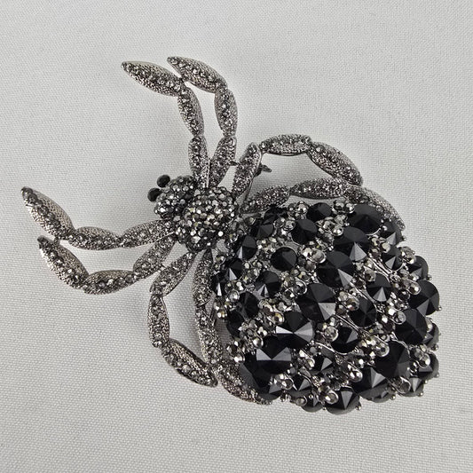 Black Rhinestone Oversize Spider Brooch
