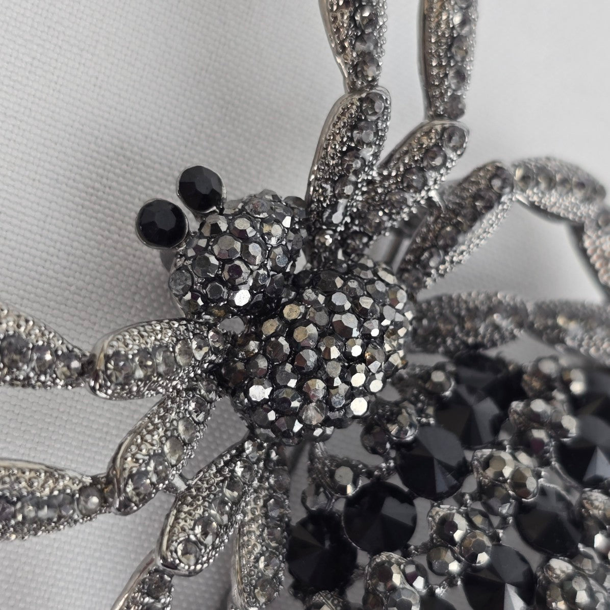 Black Rhinestone Oversize Spider Brooch