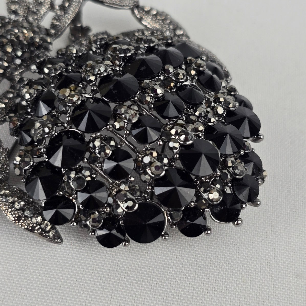 Black Rhinestone Oversize Spider Brooch