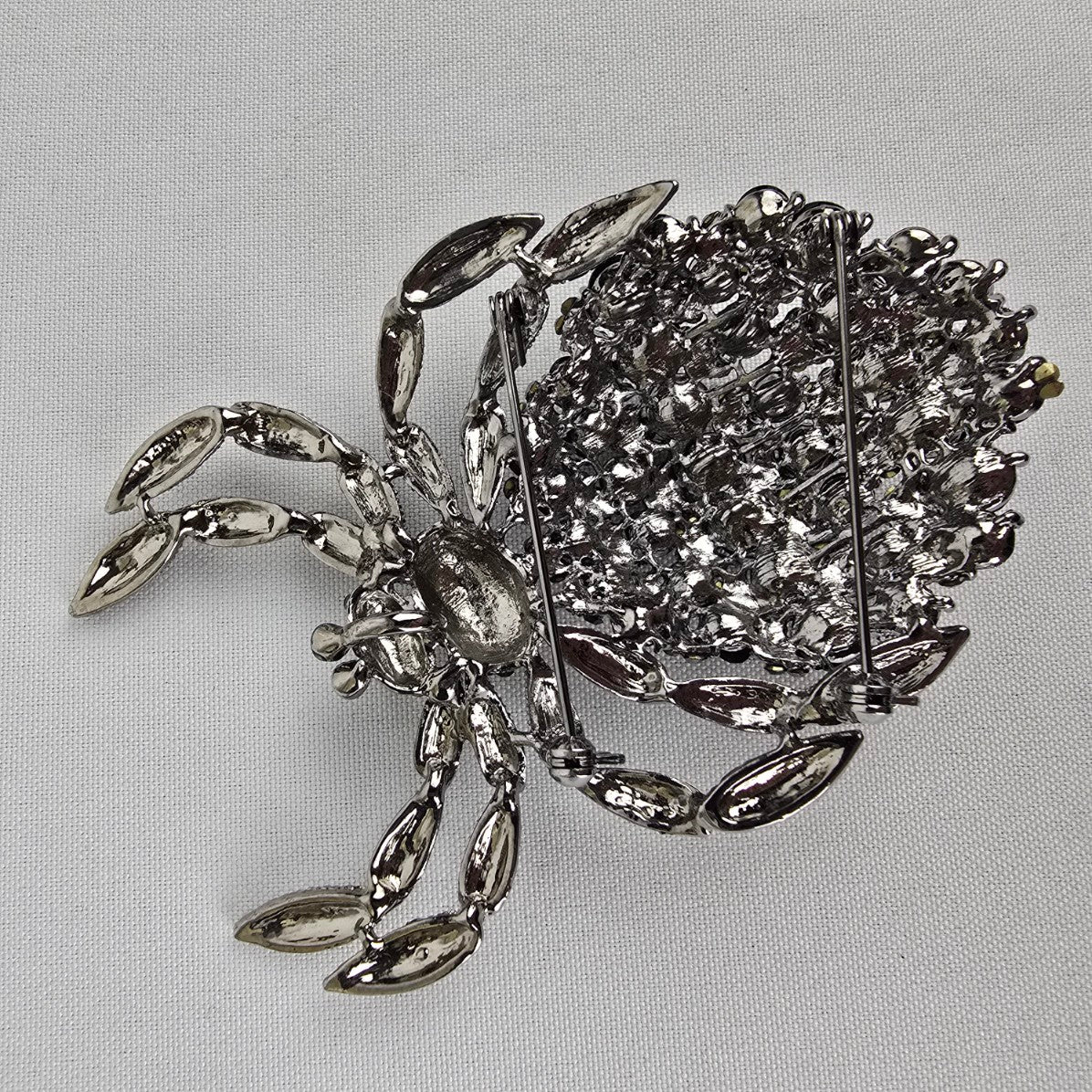 Black Rhinestone Oversize Spider Brooch