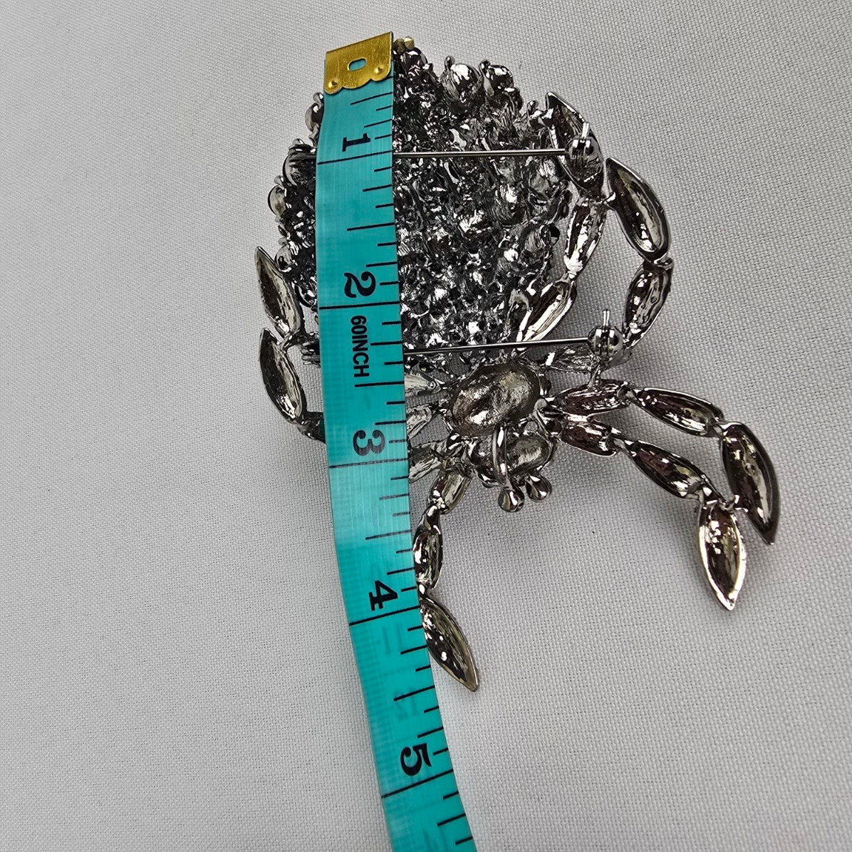 Black Rhinestone Oversize Spider Brooch