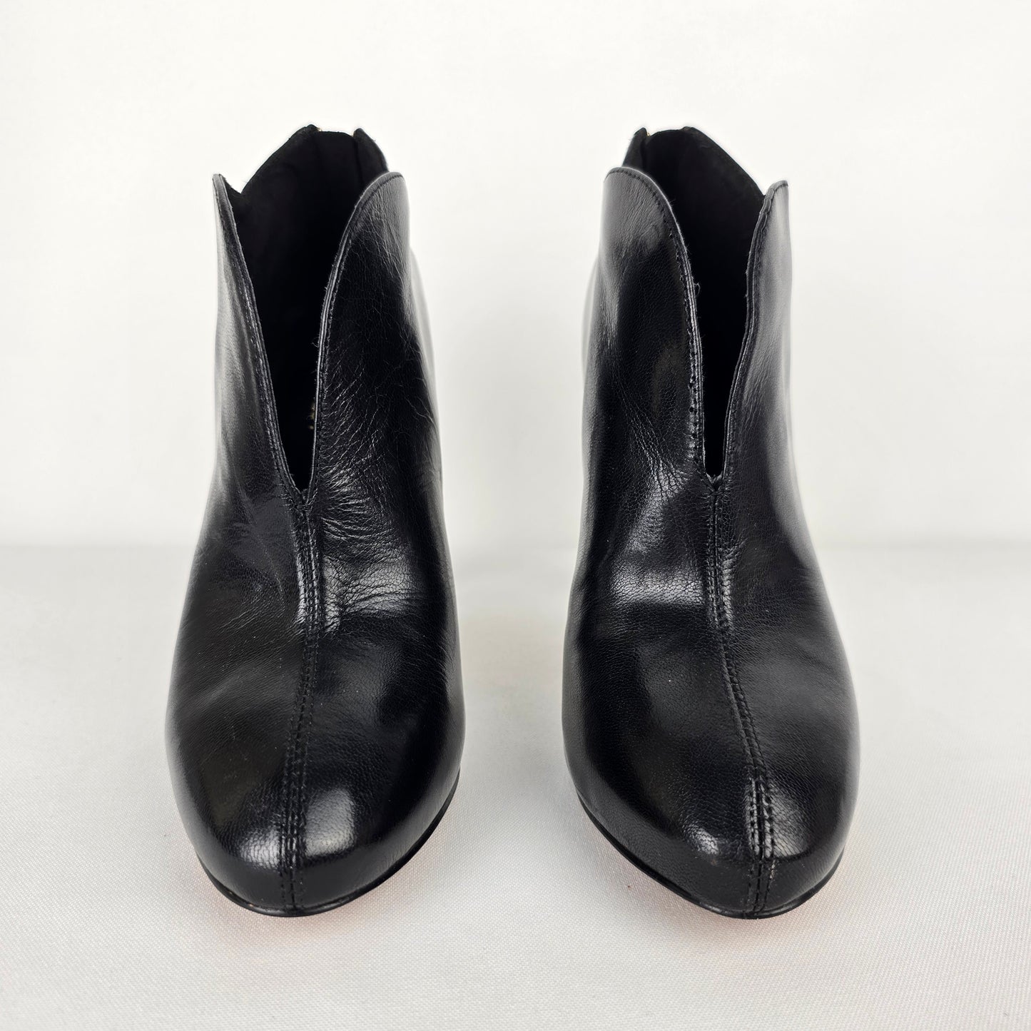 Nine West Black Leather Heeled Booties Size 5.5