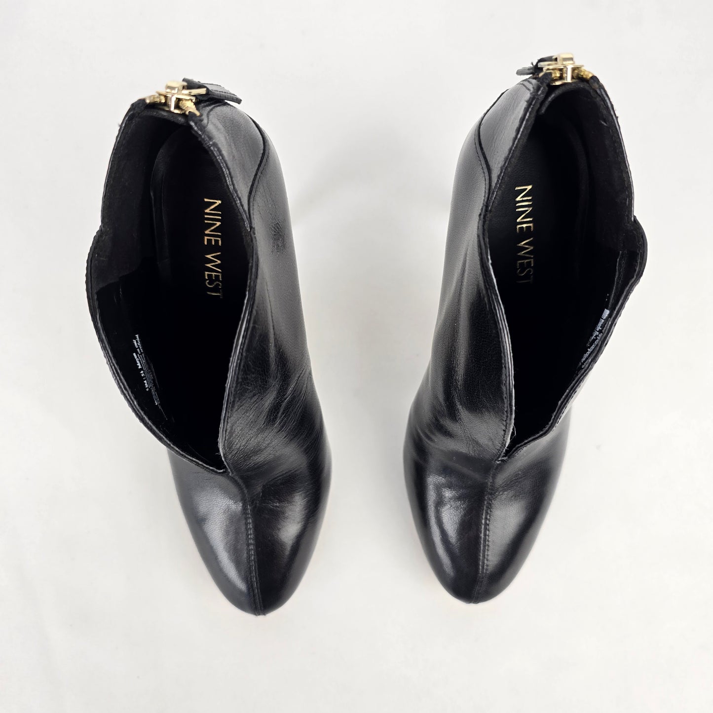 Nine West Black Leather Heeled Booties Size 5.5