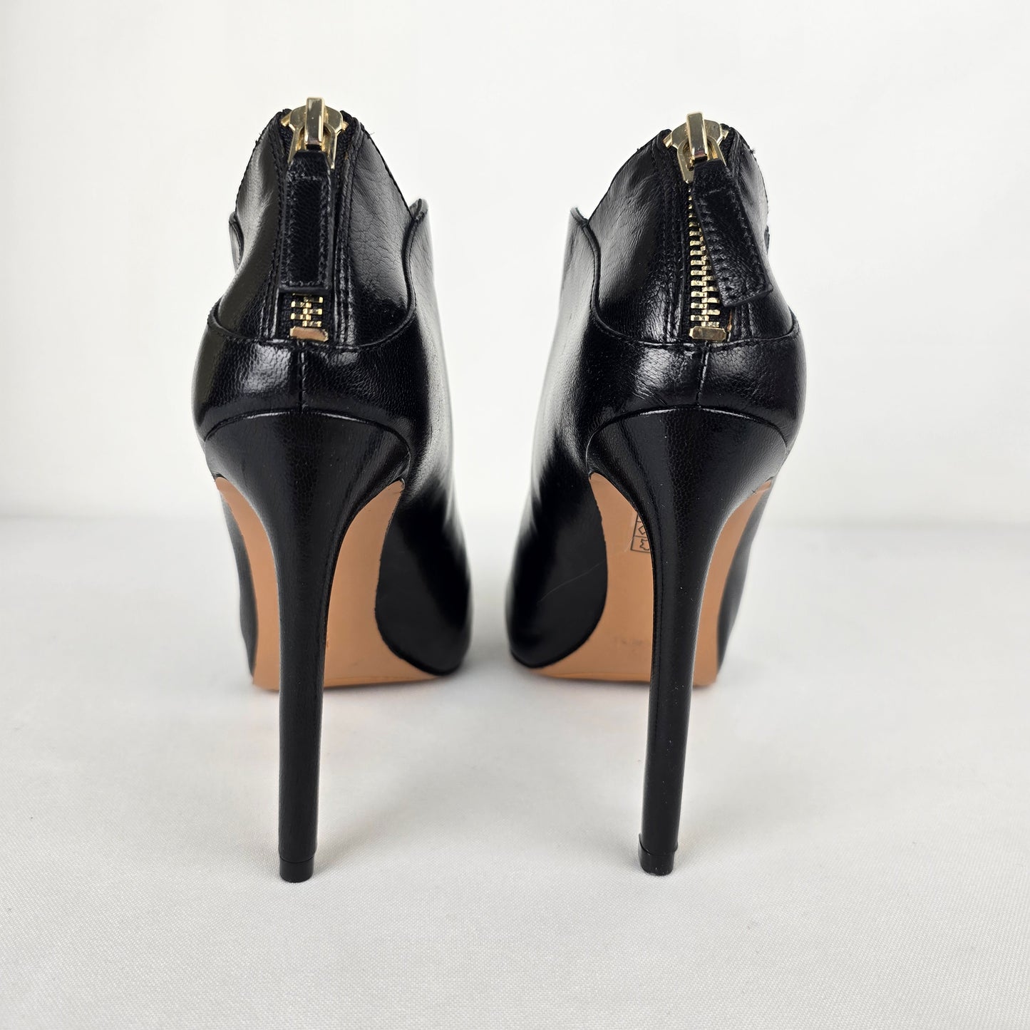Nine West Black Leather Heeled Booties Size 5.5