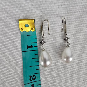White & Silver Faux Pearl Teardrop Earrings