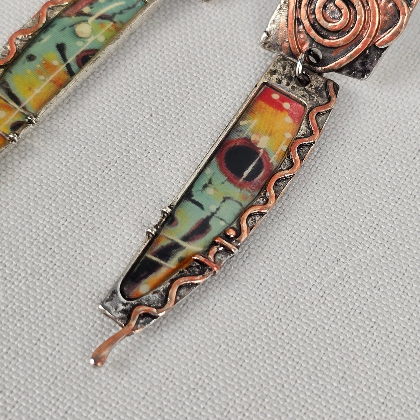 Silver & Copper Drop Earrings
