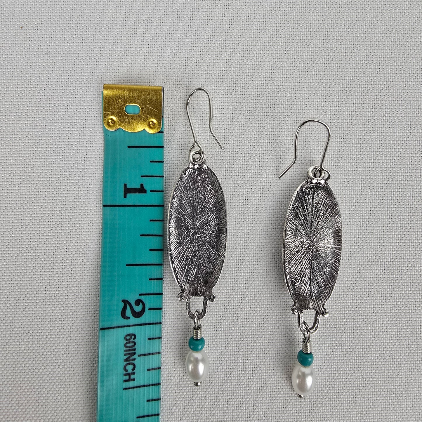 Silver Tone Bird Faux Pearl Drop Earrings