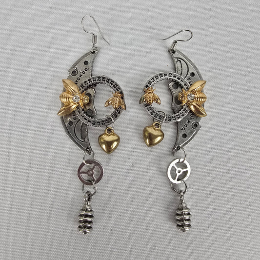 Silver Steampunk Bea Statement Earrings