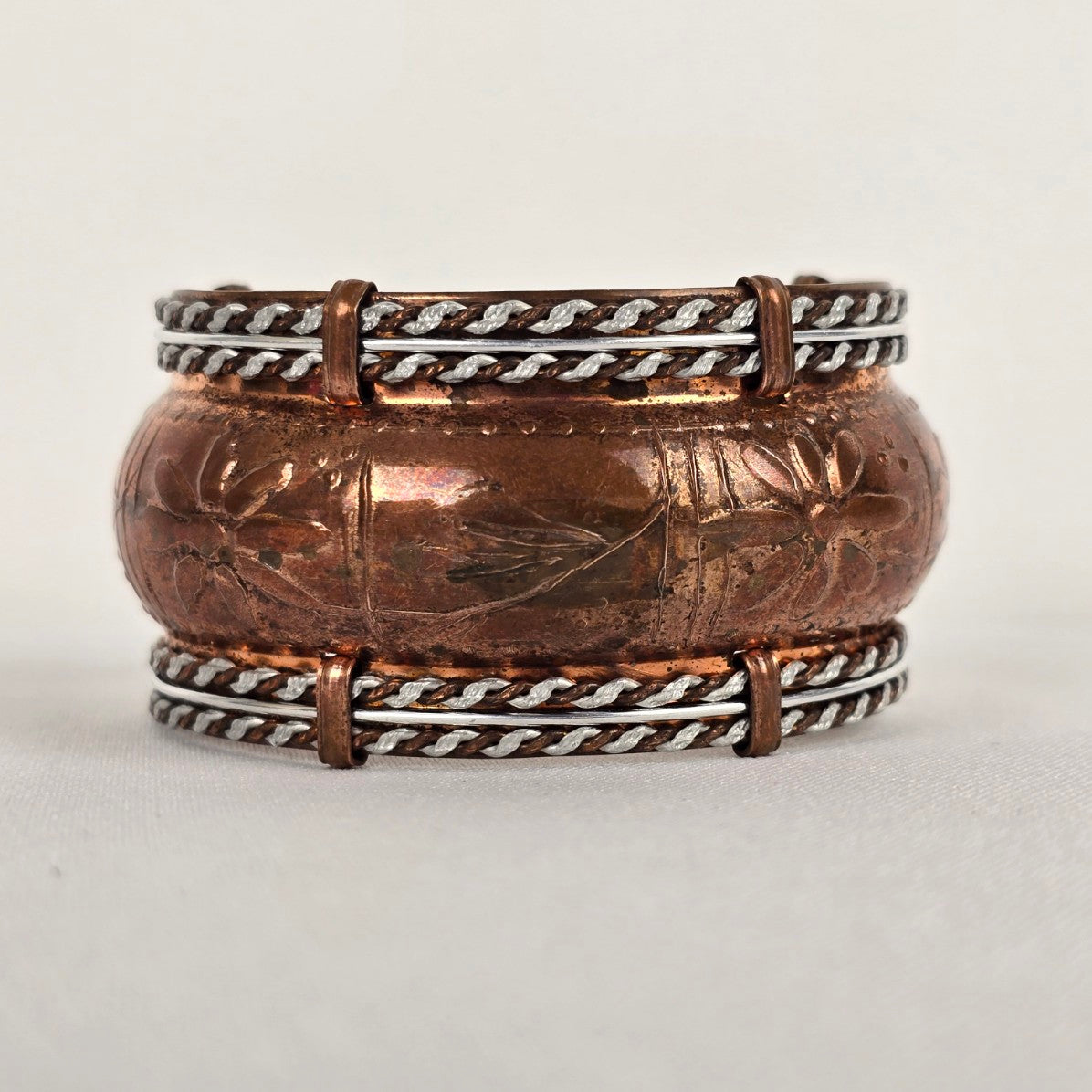 Vintage Copper Embossed Cuff Bracelet