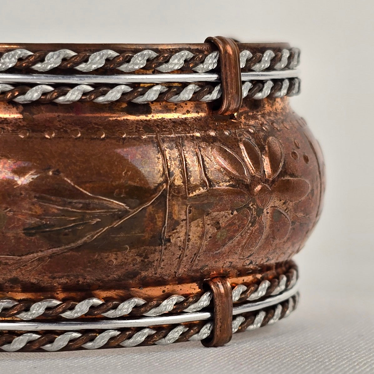 Vintage Copper Embossed Cuff Bracelet