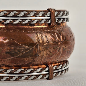 Vintage Copper Embossed Cuff Bracelet