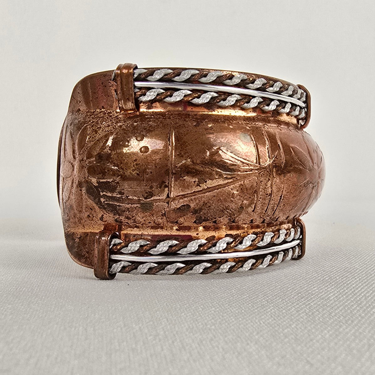 Vintage Copper Embossed Cuff Bracelet