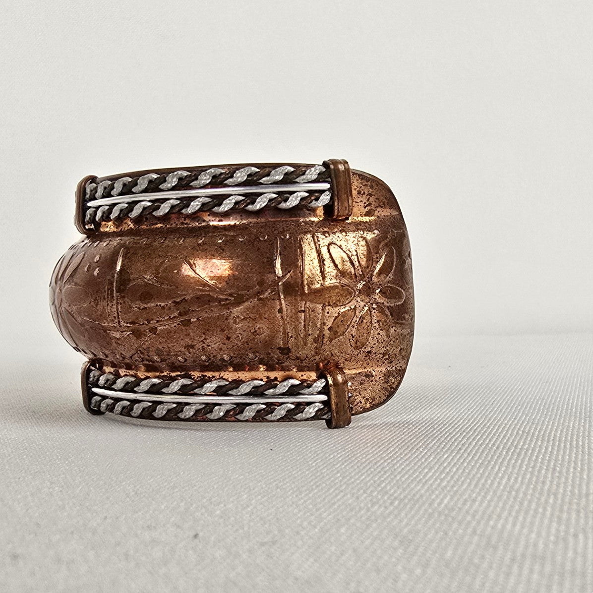 Vintage Copper Embossed Cuff Bracelet