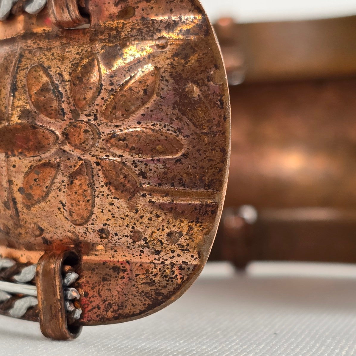 Vintage Copper Embossed Cuff Bracelet