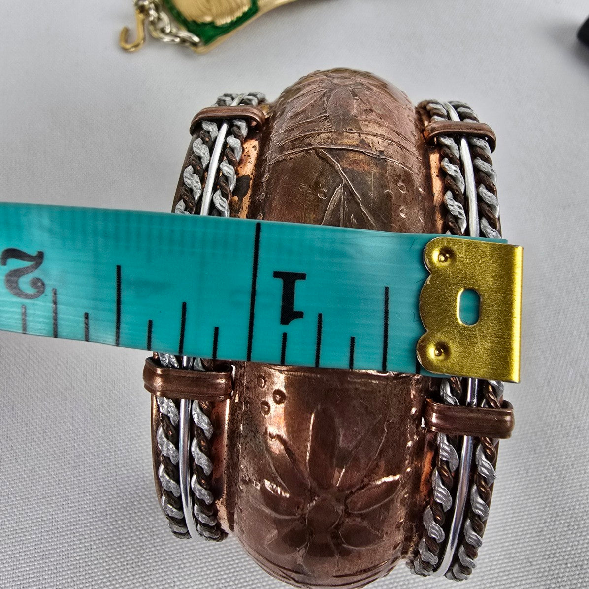 Vintage Copper Embossed Cuff Bracelet