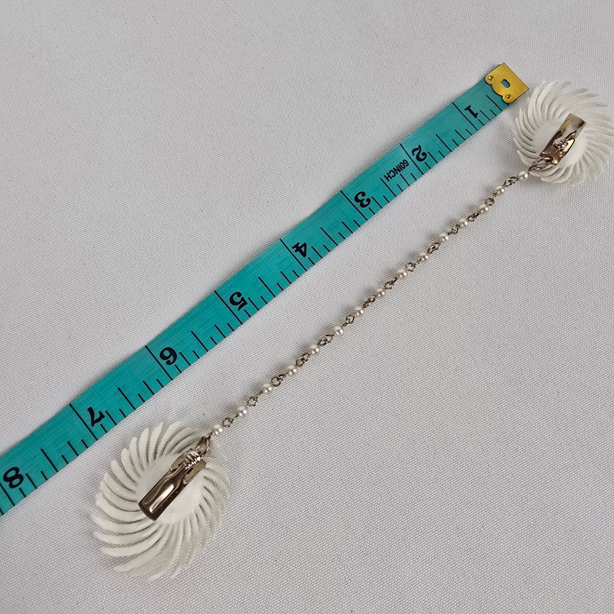 Vintage Cream Feather Faux Pearl Dress Sweater Clips