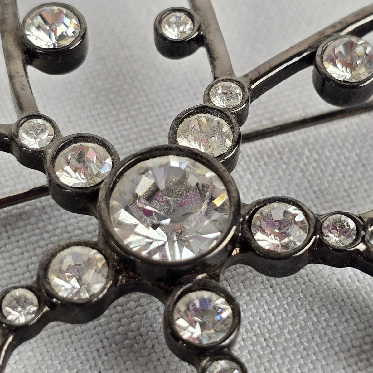 Dyrberg Kern Black Crystal Floral Brooch