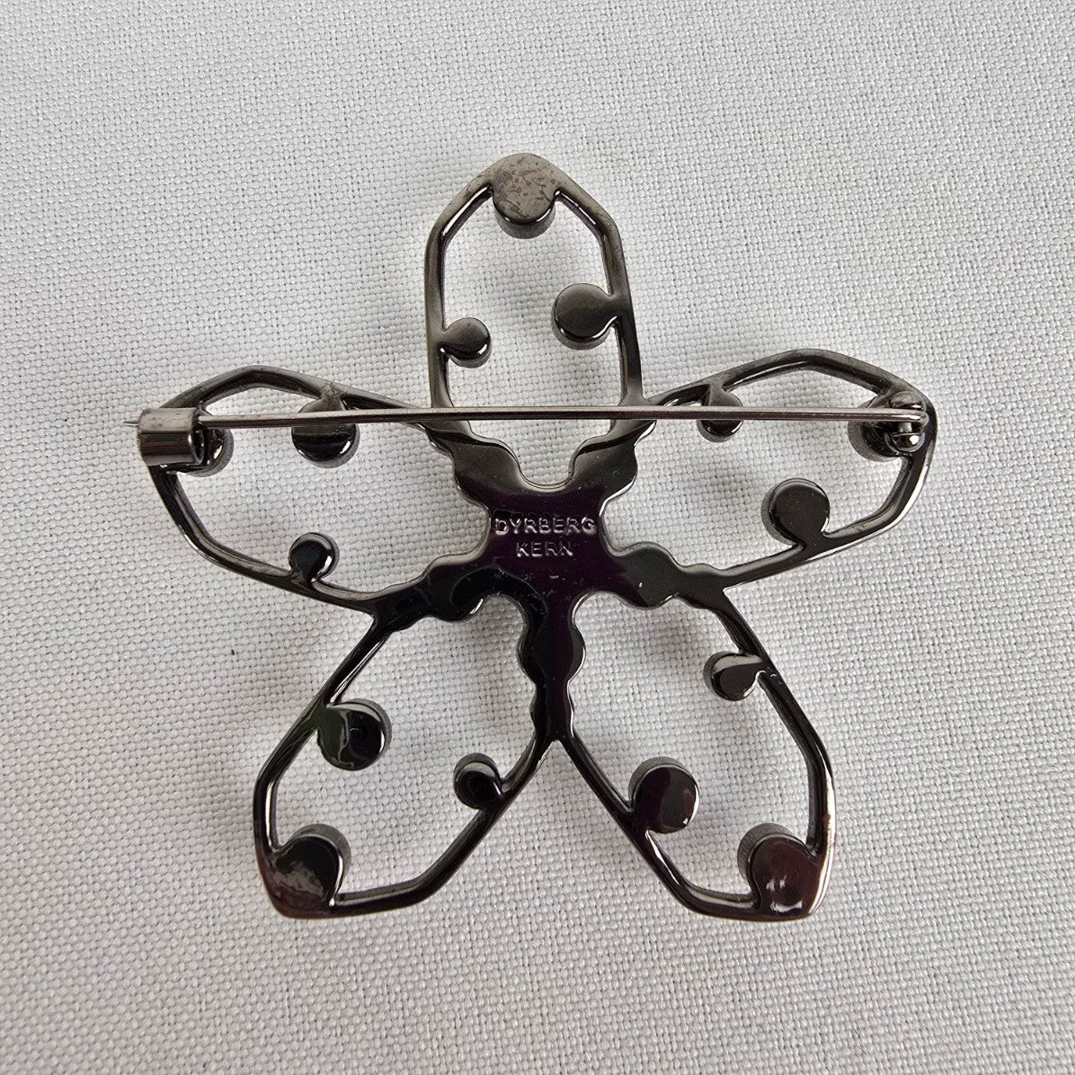 Dyrberg Kern Black Crystal Floral Brooch