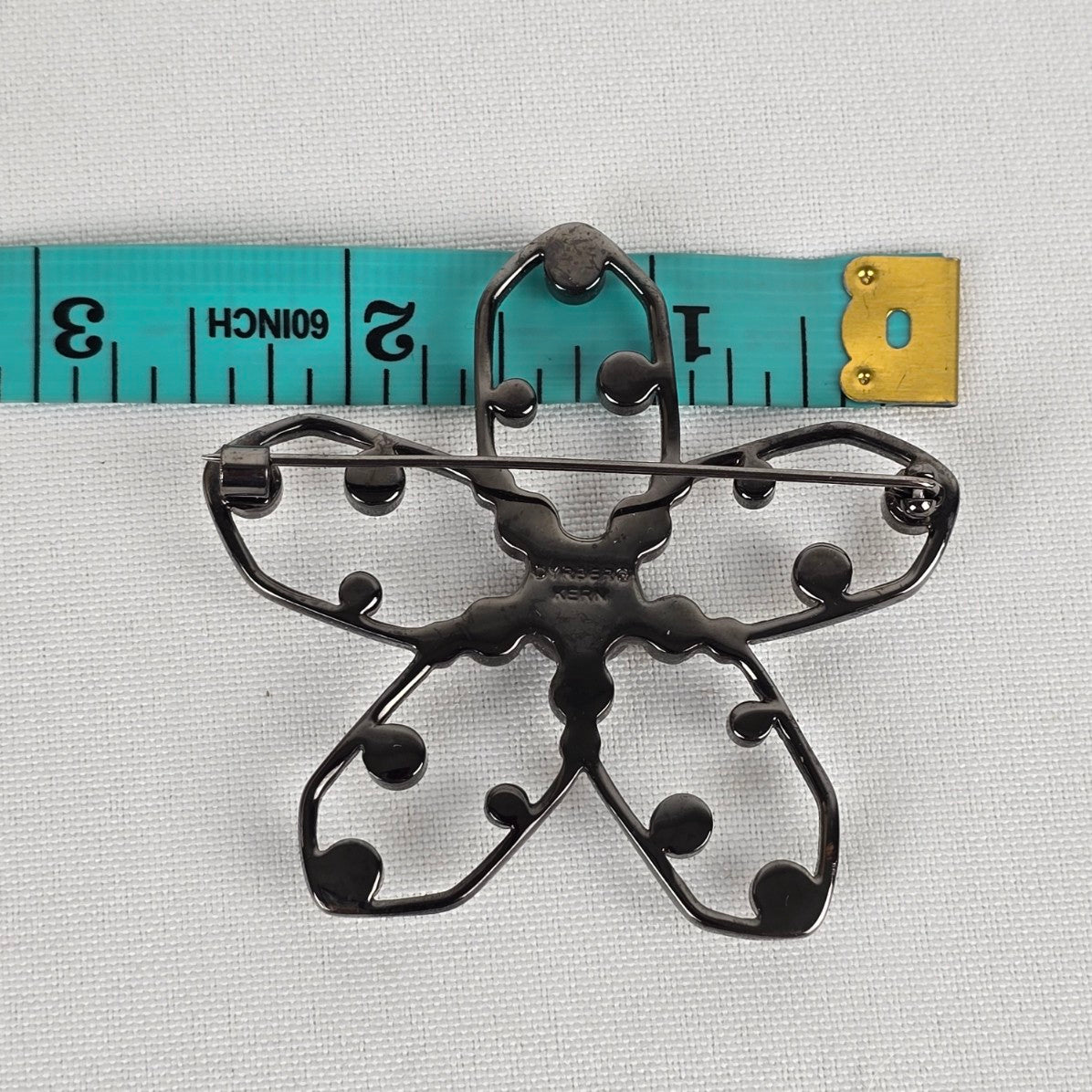 Dyrberg Kern Black Crystal Floral Brooch