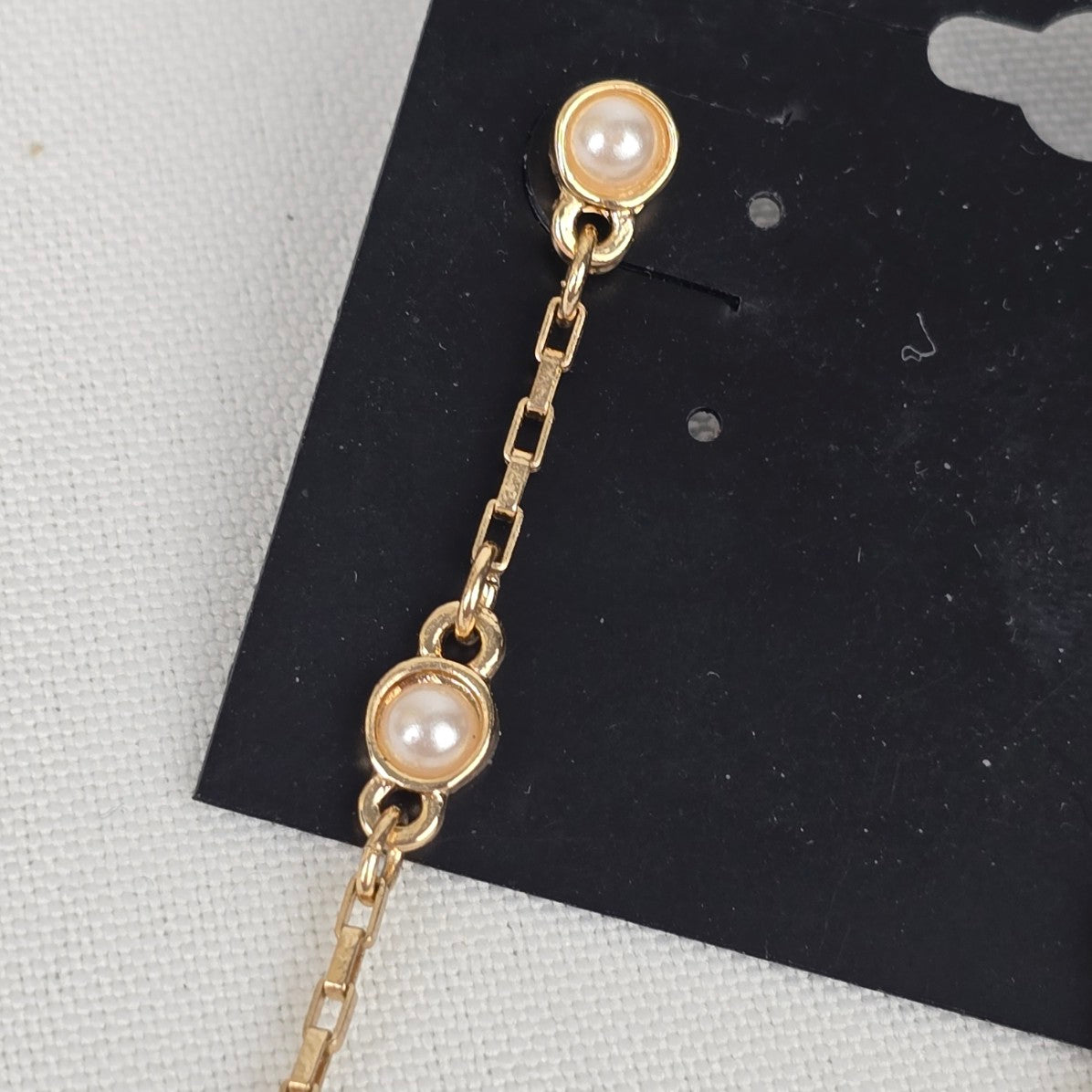 Guess Gold Tobe Faux Pearl Chain Drop Earrings