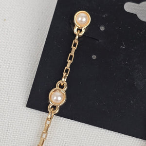 Guess Gold Tobe Faux Pearl Chain Drop Earrings