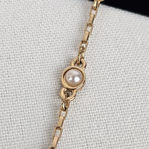 Guess Gold Tobe Faux Pearl Chain Drop Earrings