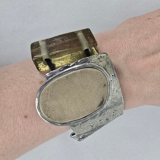 Anne Marie Chagnon Silver & Leather Stretch Bracelet