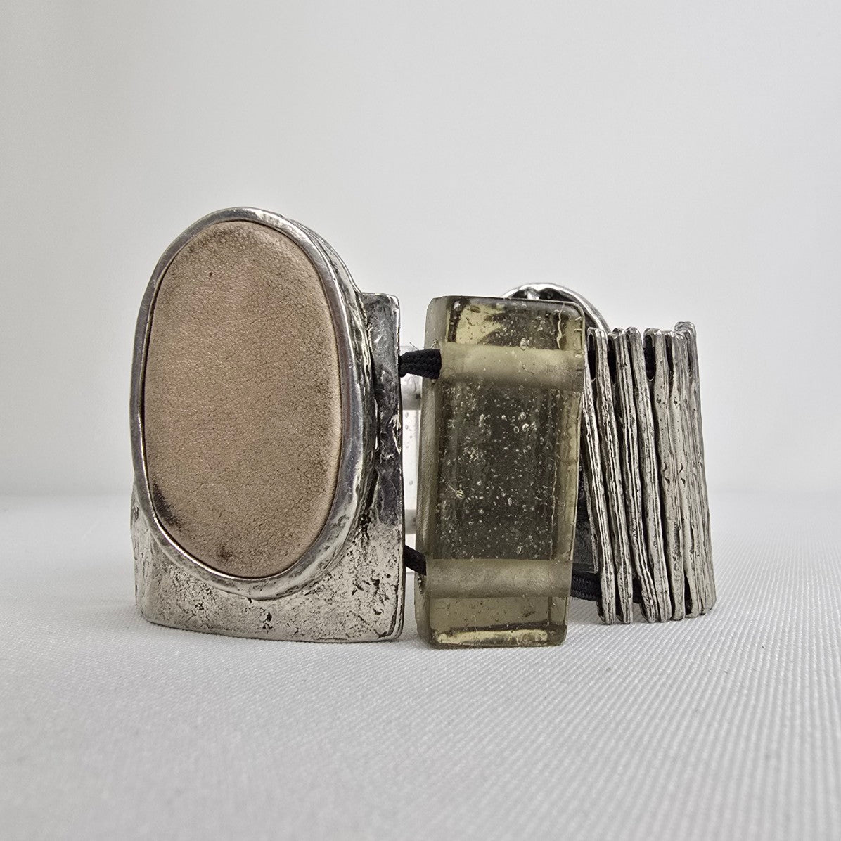 Anne Marie Chagnon Silver & Leather Stretch Bracelet