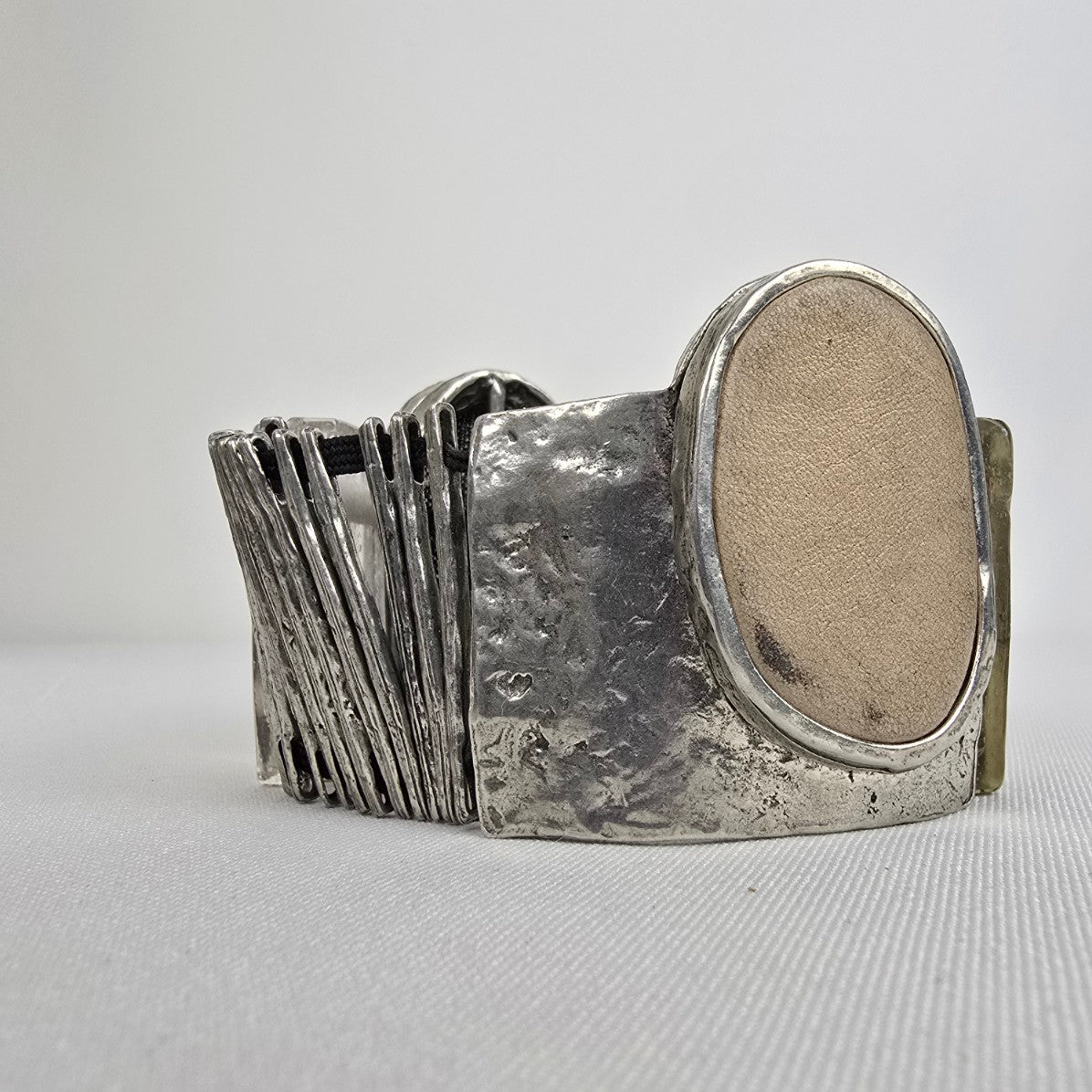 Anne Marie Chagnon Silver & Leather Stretch Bracelet