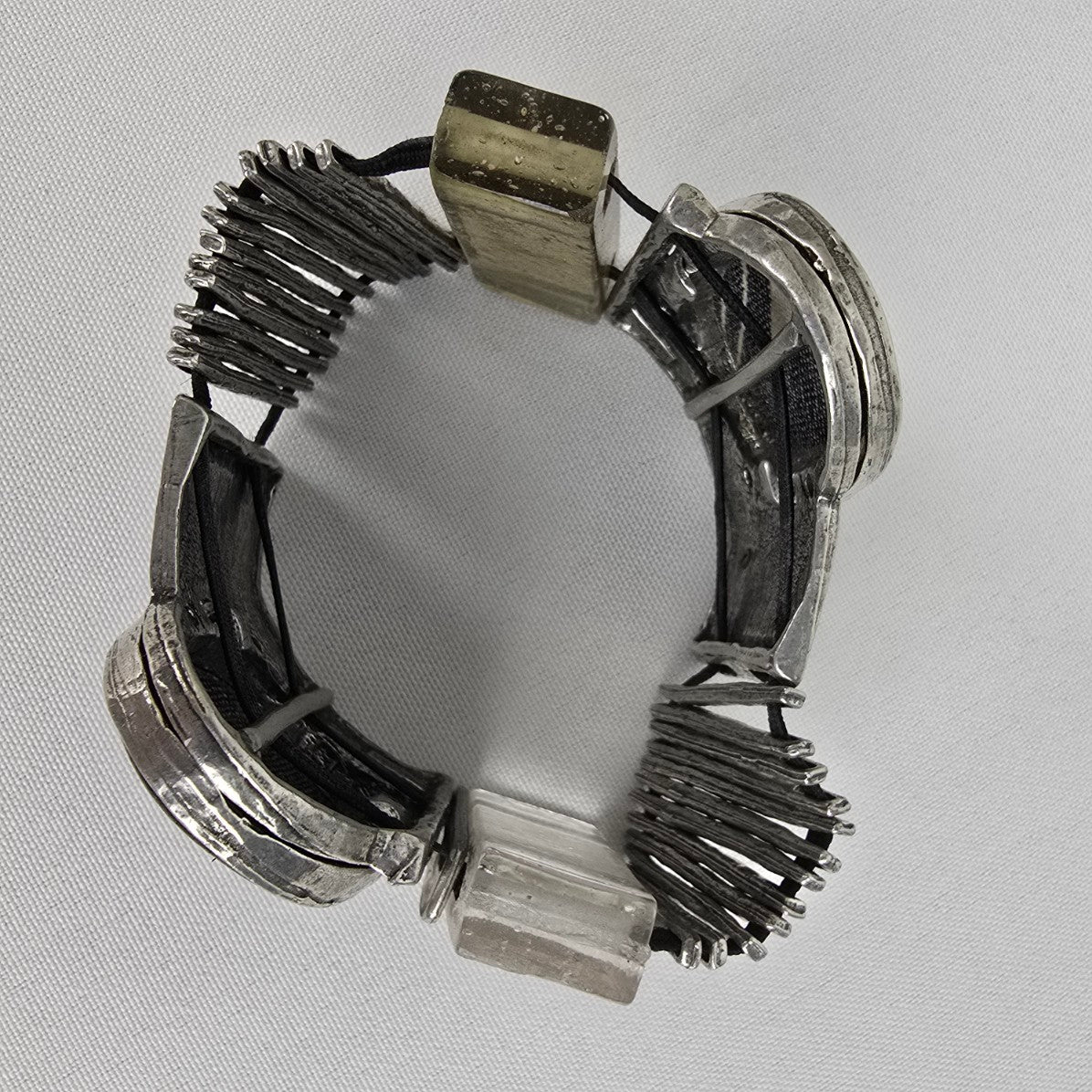 Anne Marie Chagnon Silver & Leather Stretch Bracelet