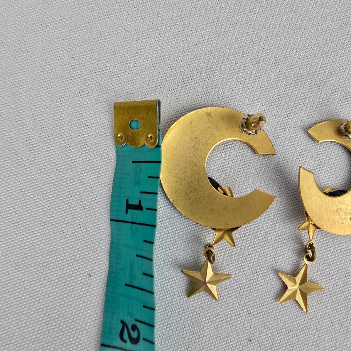 Vintage Gold & Navy Moon & Stars Earrings
