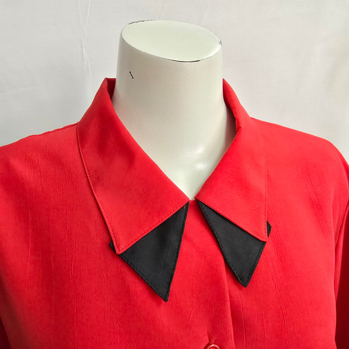 Vintage Match Makers Red Collared Button Up Blouse Size XL
